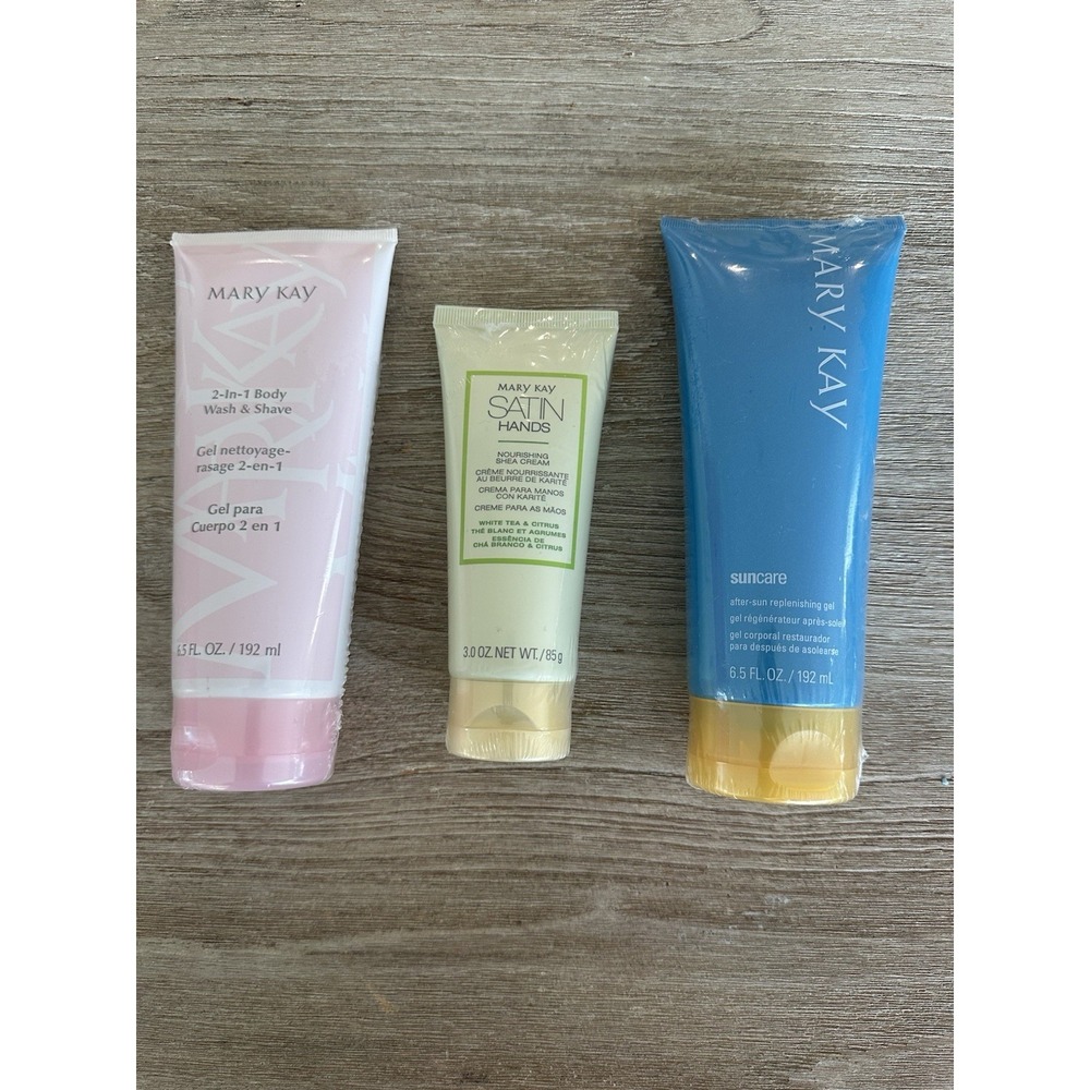Mary Kay Bundle SunCare After-Sun Gel 6.5 oz., Satin Hands + Body Wash Sealed